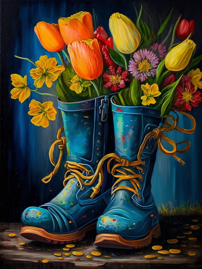 Flowers in Boots - Painting by numbers shop