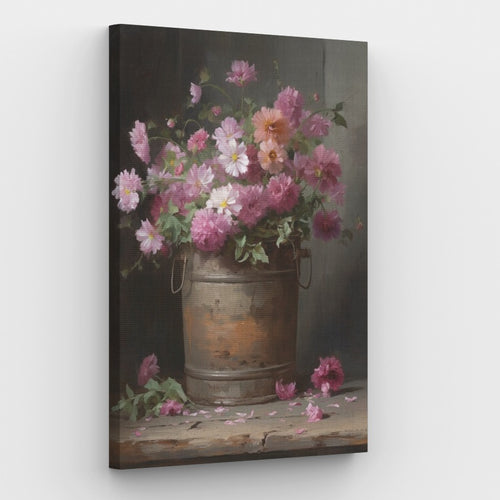 Flowers in Bucket Paint by Numbers Canvas