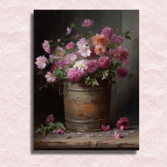 Flowers in Bucket Canvas - Painting by numbers shop
