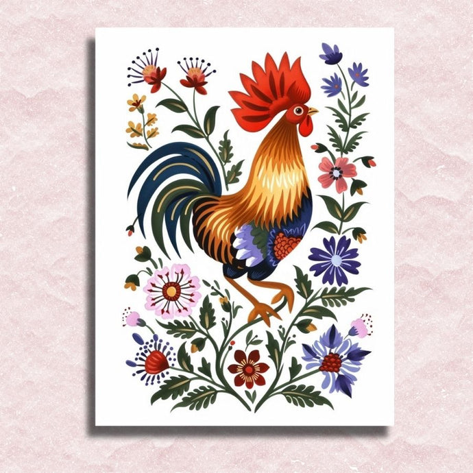 Folk Rooster Canvas - Painting by numbers shop