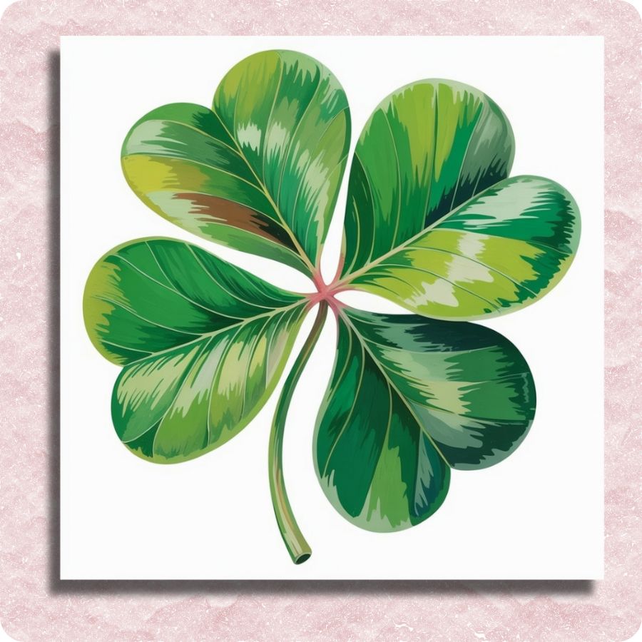 Four-leaf clover illustration on a white background. Four-Leaf Clover - Paint by numbers