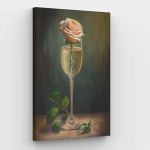 Kwetsbare roos in glasverf op nummer canvas