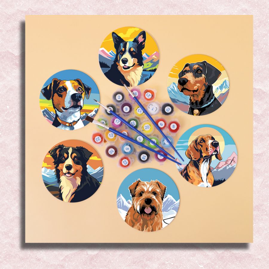 Friendly Dog Coasters Paint by Numbers