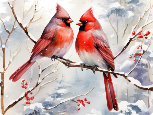 Frosty Cardinal Duet - Malen-nach-Zahlen-Shop