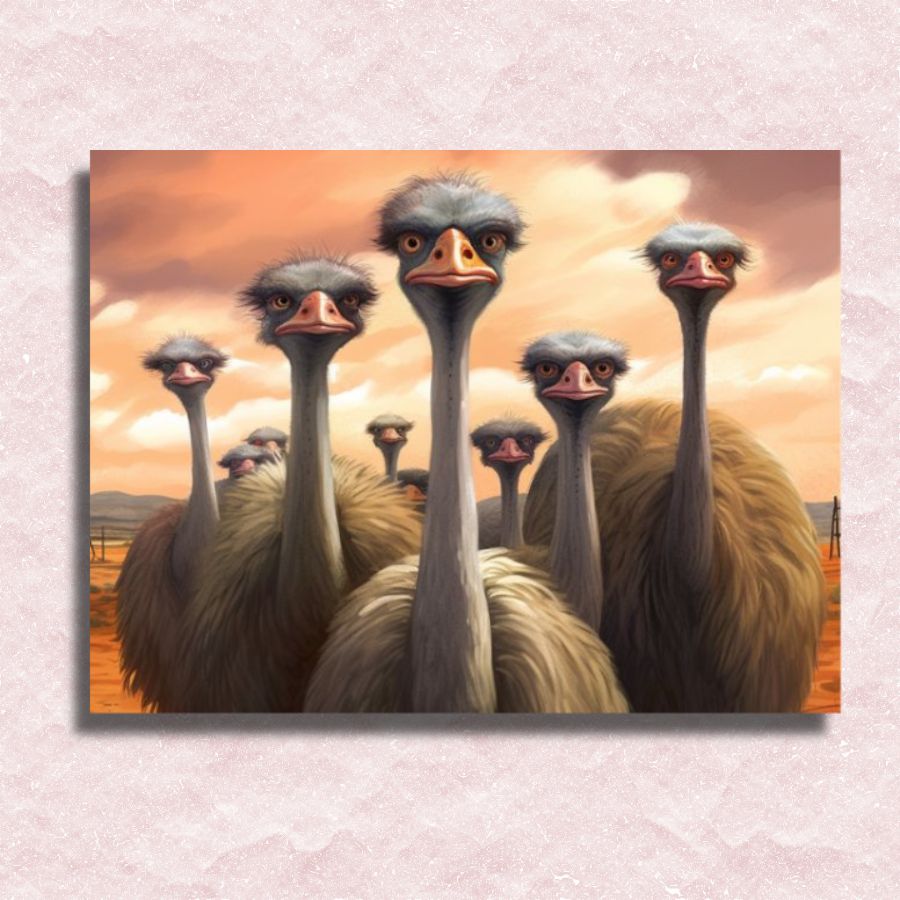 Funky Ostriches Canvas - Painting by numbers shop