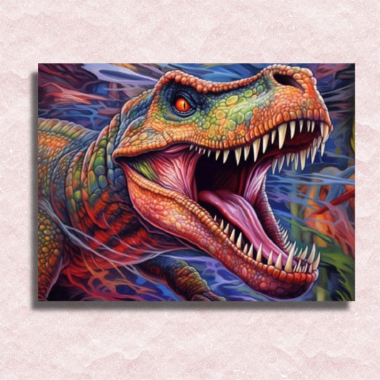 Wütender Dinosaurier - Leinwand - Malen-nach-Zahlen-Shop