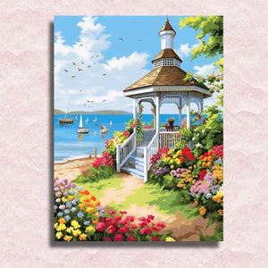 Gazebo Amidst Flowers Canvas - Painting by numbers shop