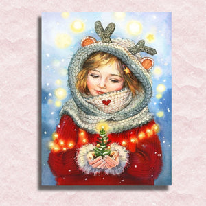 Girl Loves Christmas Canvas - Painting by numbers shop