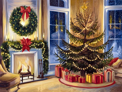 Golden Christmas Night - Paint by numbers