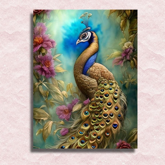Golden Peacock Canvas - Painting by numbers shop