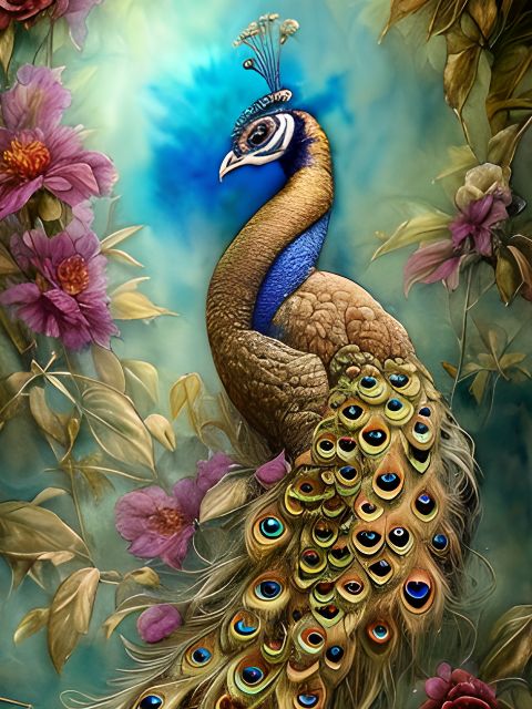 Golden Peacock - Painting by numbers shop