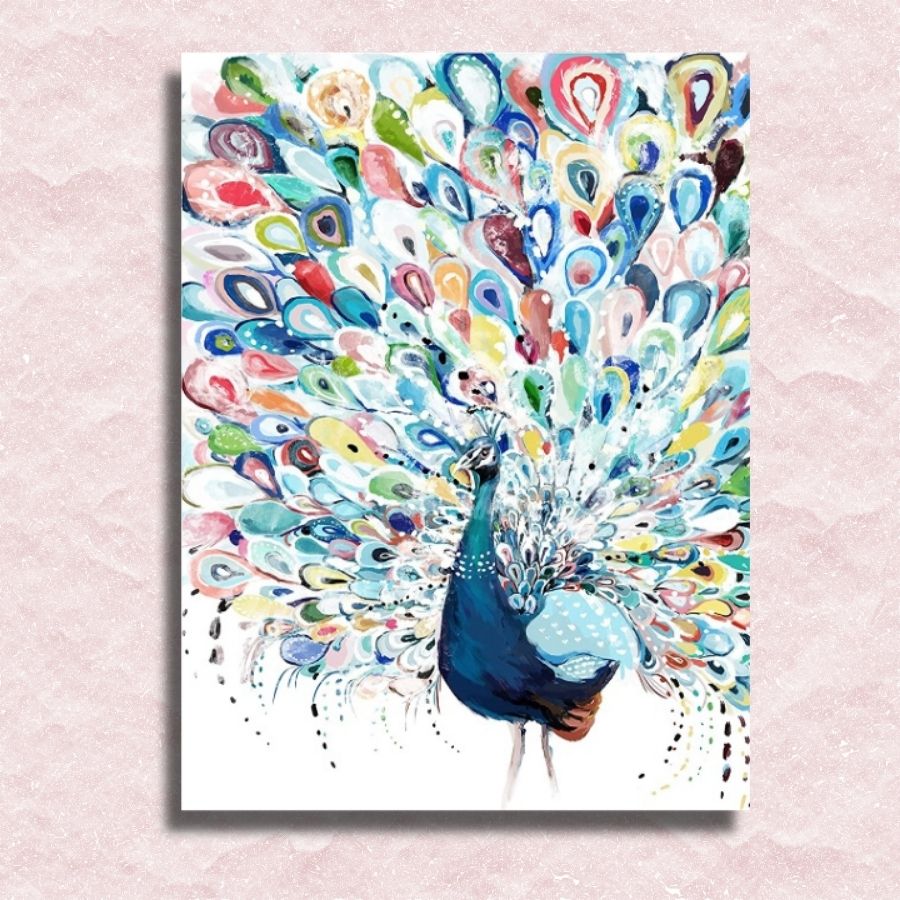 Prachtig aquarel Peacock Canvas - Verf op nummer