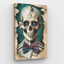 Laden Sie das Bild in den Galerie-Viewer, Leinwand „Grinning Cheerful Skull – Malen nach Zahlen“.