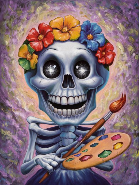 Grinning Cheerful Skull - Painting by numbers shop