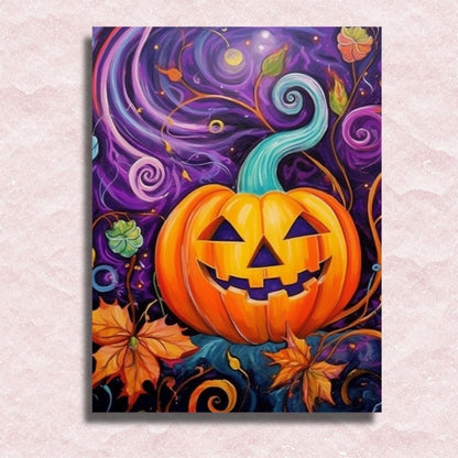 Halloween Pumpkin Grim Smile Canvas - Painting by numbers shop
