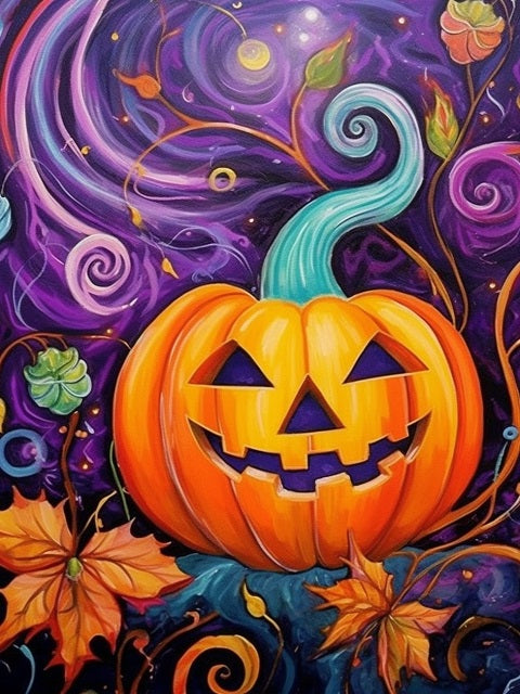 Halloween Pumpkin Grim Smile - Paint by numbers