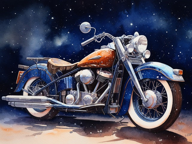 Harley Davidson in Colors Paint by Numbers Canvas