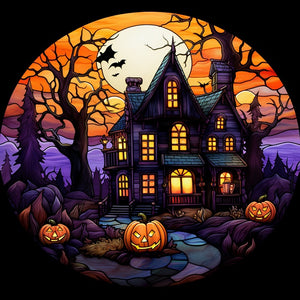 Haunted Halloween Manor Glasmalerei – Malen nach Zahlen
