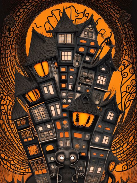 Haunted Moonlit Manor - Painting by numbers shop