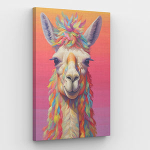 Hippie Llama Canvas - Schilderij op nummerwinkel