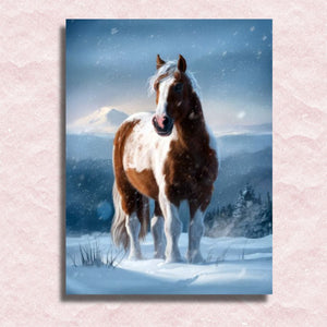 Paard in sneeuw Canvas - Schilderen op nummer winkel