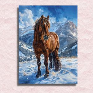 Pferd im Schnee Leinwand - Malen-nach-Zahlen-Shop