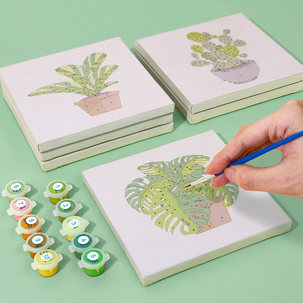 Set of Mini paint by numbers kits - How to paint