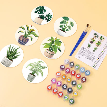 Houseplants Coasters 6 Pack Paint by Numbers Package