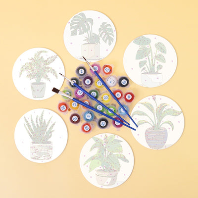 Houseplants Unpainted Coasters Paint by Numbers