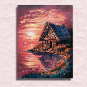 Hut by the Sea Canvas - Schilderij op nummerwinkel
