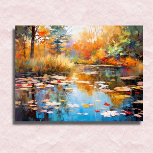 Impressionistische kleurrijke vijver in de herfst - Verf op nummer canvas