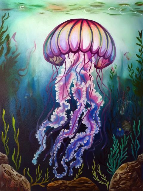 Jellyfish in the Sea - Paint by numbers