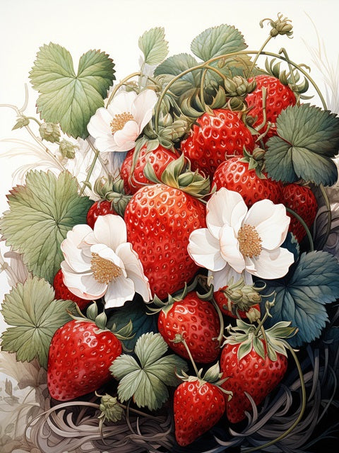 Saftige Erdbeeren - Malen-nach-Zahlen-Shop