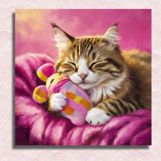Kitty Toy Snuggle Canvas - Painting by numbers shop
