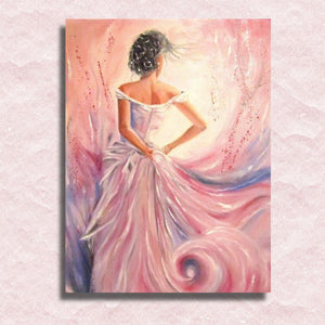 Dame in roze jurk Canvas - Schilderen op nummer winkel