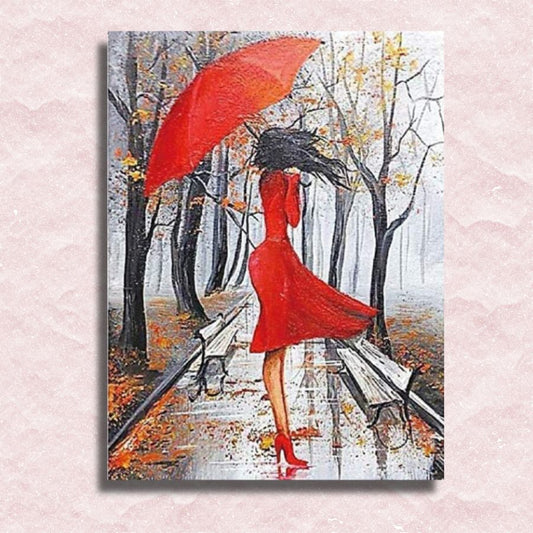 Dame in regen canvas - Schilderen op nummer winkel