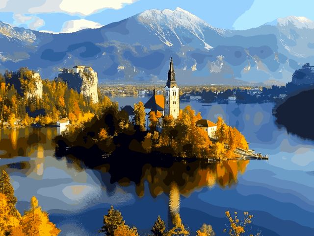 Lake Bled - Paint by numbers