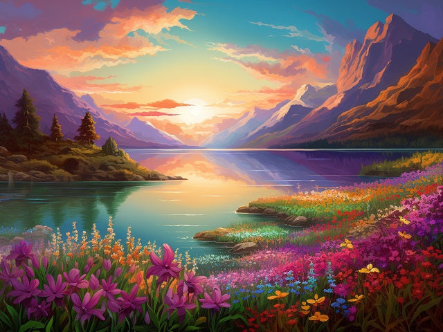 Lake in Alps - Painting by numbers shop
