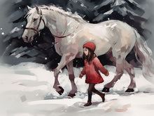 Laden Sie das Bild in den Galerie-Viewer, Kleines Mädchen und das weiße Pferd Malen nach Zahlen