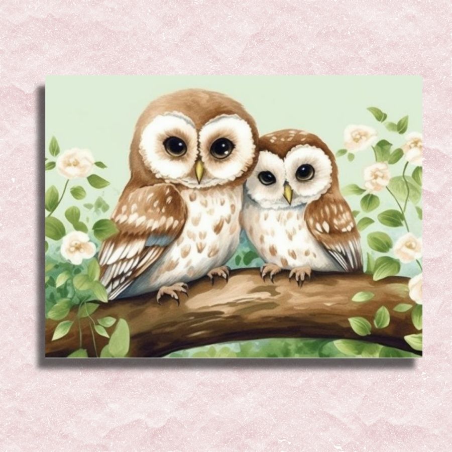 Little Owls Canvas - Painting by numbers shop