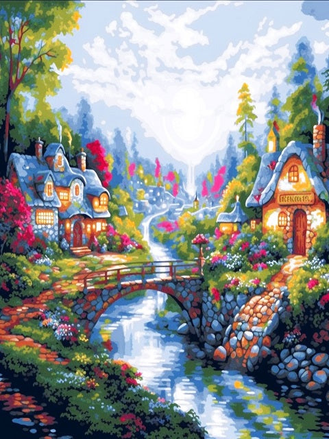 Lovely Spring Village - Painting by numbers shop