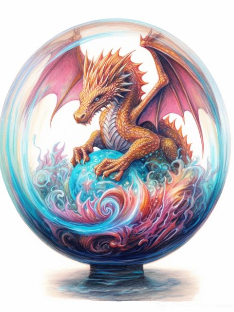 Magical Crystal Ball Dragon - Paint by numbers