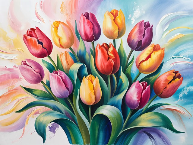 Magnificient Colorful Tulips - Paint by numbers