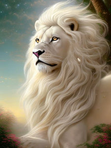 Majestueuze leeuw met witte manen - Verf op nummer