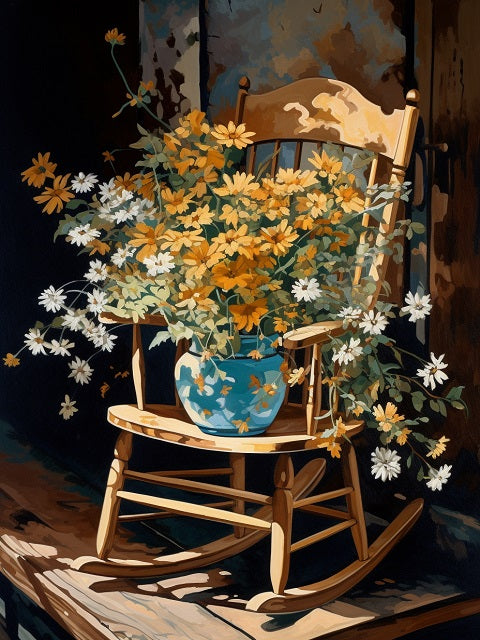 Meadow Flowers on Chair Paint by Numbers
