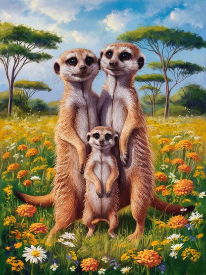 Meerkat Family - Paint by numbers