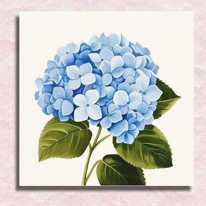 Mini blauwe hortensia verf op nummer canvas