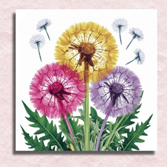 Mini Colorful Dandelions Canvas - Paint by numbers