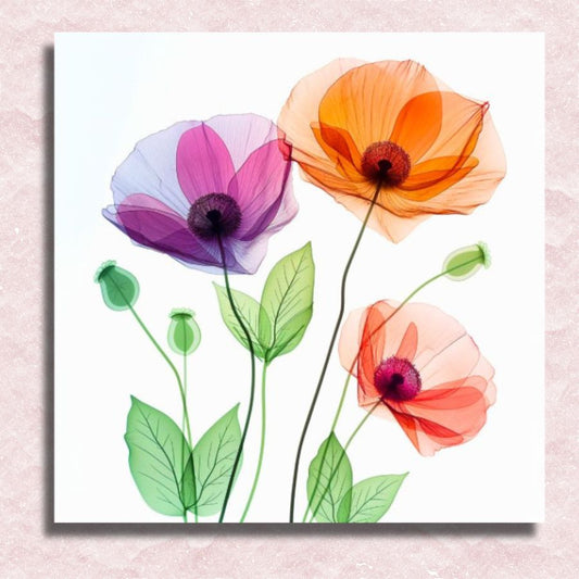 Mini Colorful Poppies Canvas - Paint by numbers