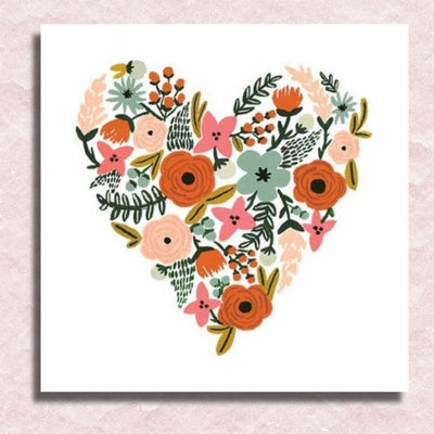 Mini Flower Heart Canvas - Paint by numbers